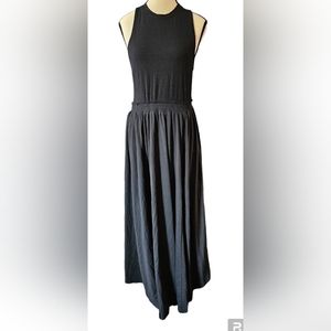 Black Pleated Halter Maxi Sundress